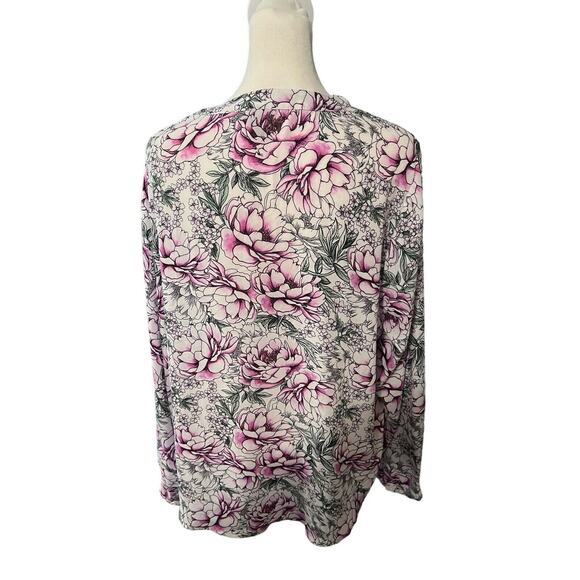 Torrid Womens Plus Size White Pink Floral Georgette Bow Tie Blouse, Size 1 (1X) - Picture 4 of 9